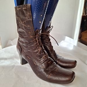 Gianni barbato boots brown leather granny boot retro lace up